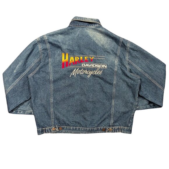 SOLD Vintage Denim Jacket Harley Davidson Longueuil Size XL Men - Picture 1 of 6